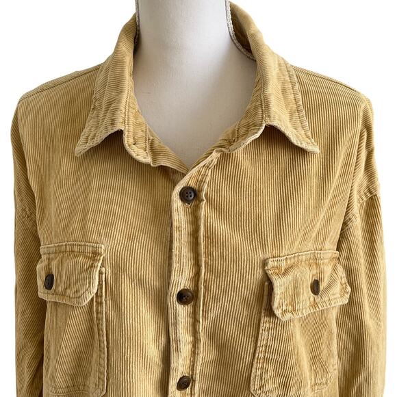 mnml Corduroy Shirt Men's Size Medium M Gold Yellow 100% Cotton Button Up - Picture 2 of 7